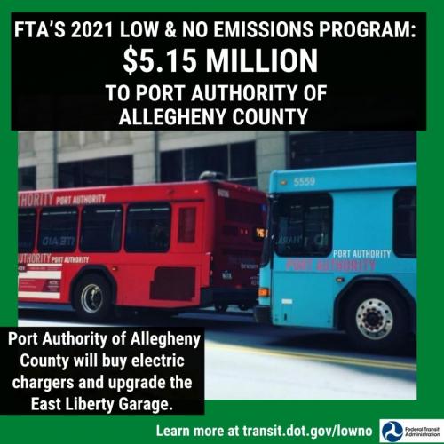 Port Authority of Allegheny County will buy electric chargers and upgrade the East Liberty Garage.