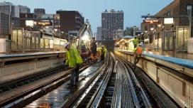 CTA staff work on subway tracks in Chicago