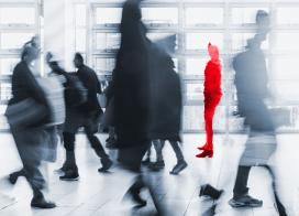 Rendering of subway platform crowded with passengers