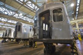 Train car in maintenance yard