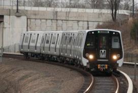 WMATA subway rounds a bend